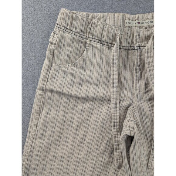 Tommy Hilfiger Pants Womens 8 Beige Stripe Gaucho Fit Capri Cropped Casual - Picture 2 of 13